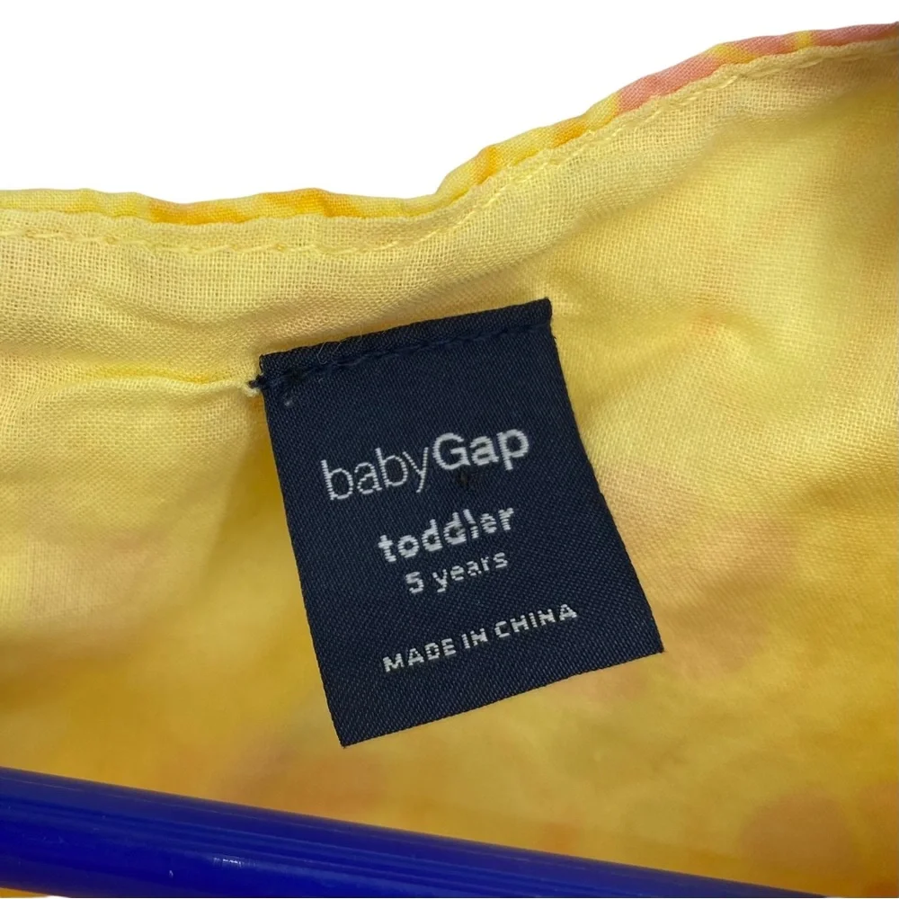 Baby Gap Yellow Cotton Floral Shift Dress Ruffle Front